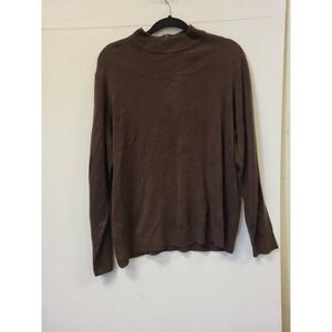 San Michelle Bay Sweater Womens XL Brown Pullover Long Sleeve Acrylic Mock Neck